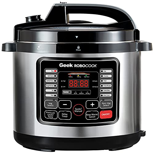 Geek Robocook Nuvo 6 Litre Electric Pressure Cooker with Non Stick Pot, Black