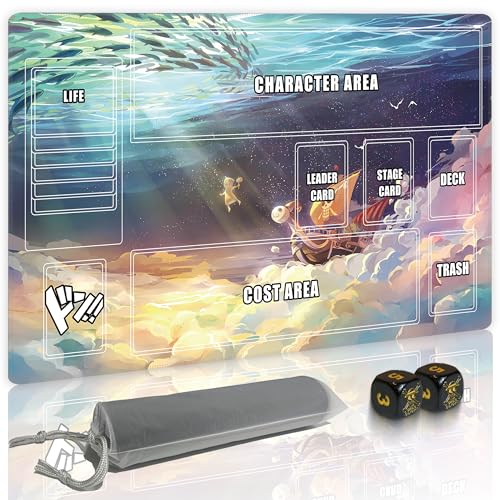 GuarditechProX for one Piece TCG playmat Set - 14x24 inches Gaming mat with 2 Skull dice and Storage Bag for one Piece Card Game Adventures (Undersea Vessel)