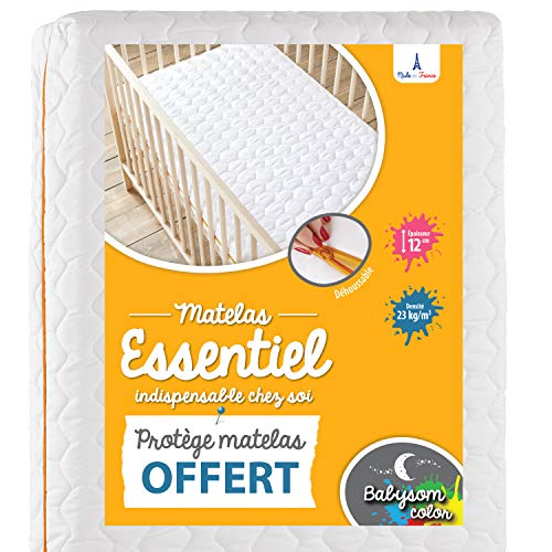 Babysom - Babymatras | matras voor kinderen + waterdichte matrasbeschermer gift - 70x140cm - ademend koudschuim - overtrek afneembaar - hoogte 12cm