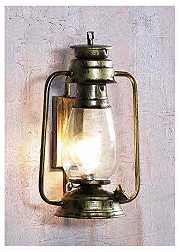 Image of Antique Brass Wall Light Lantern for Home Decor, Vintage Iron & Glass Sconce Lamp for Living Room, Bedroom, Indoor Wall Mount Light, (Bulb Not Included) Pack of 1