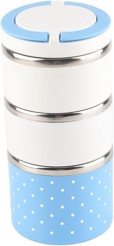 Yosoo Fiambrera, 1-3 capas de aislamiento de acero inoxidable termo térmico lonchera portátil doble asas contenedor de alimentos