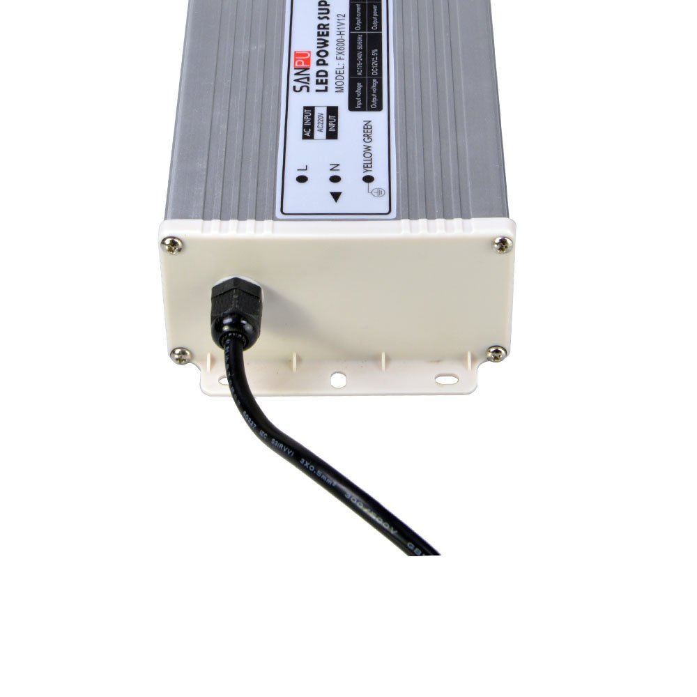 Trasformatore 220v 12v 600w 50a Impermeabile IP63 Tensione Costante Interruttore di Uscita Singola Driver di Alimentazione per Striscia LED (SANPU FX600-H1V12)