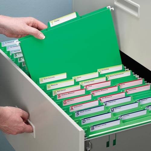 Image of Smead FasTab Hanging File Folder, 1 /3-Cut Built-in Tab, Letter Size, Green, 20 Count (64098)