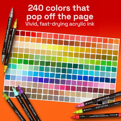Image of ARTISTRO 240 Acrylic Paint Markers - Paint Pens for Drawing - For Fabric, Rock, Glass, Wood, Molds - Arts & Crafts Gift for Adults, Teens, Kids, Classroom Must Haves & School Supplies