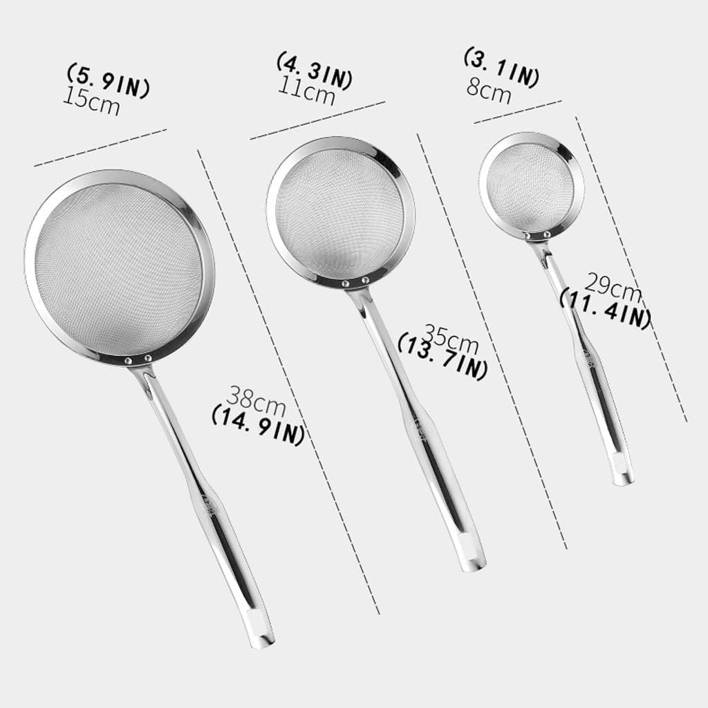 ENGENDER Strainer with Handle Kitchen Skimmer Extra Fine Colander Strainer Stainless Steel Mesh Household Spoon Draining(Large)