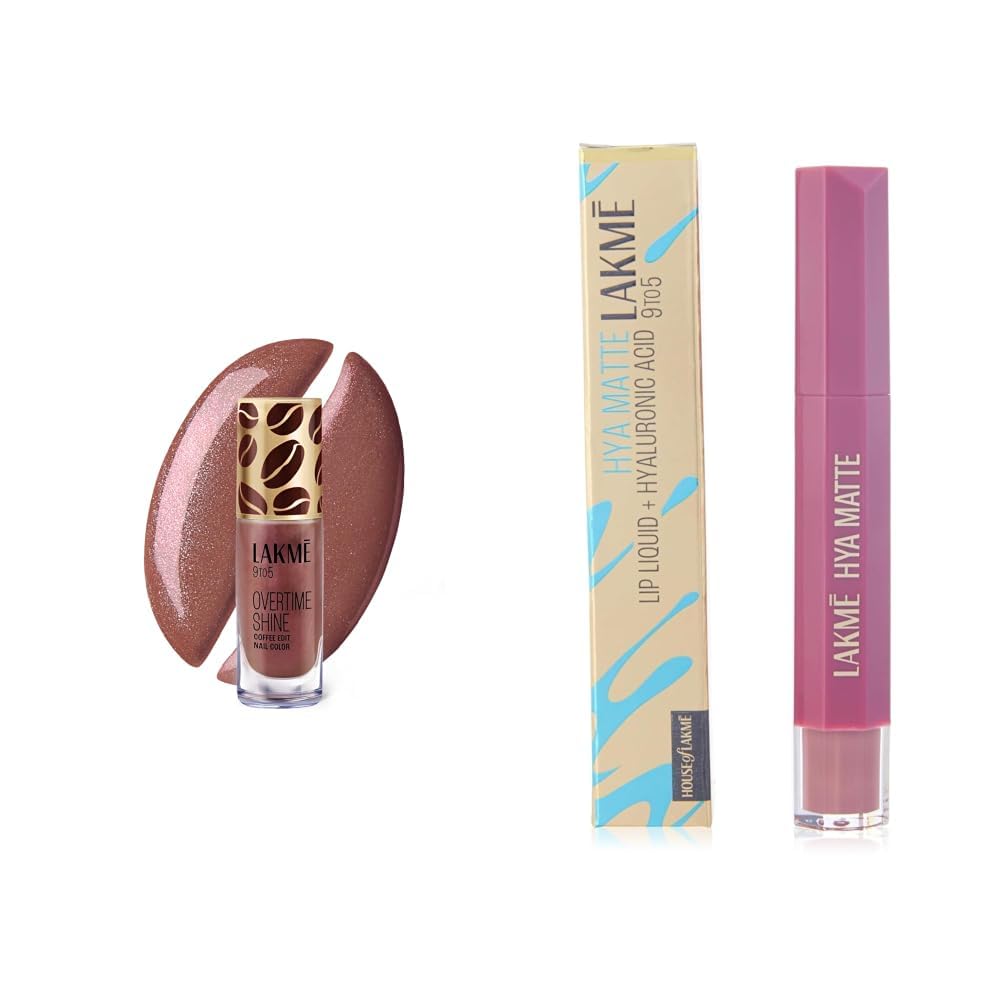 Lakme 9 to 5 Overtime Shine Nail Polish - Coffee Edit-14 Midnight Roast 6ml Lakme 9to5 Hya Matte, Pro Pink Medium Liquid Lipstick, for Soft and Supple Lips, with Hyaluronic Acid Vitamin-picture-21