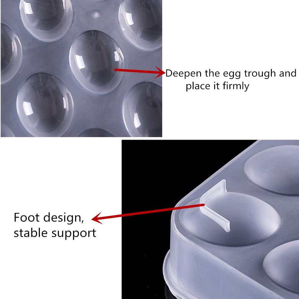 Soporte para huevos para refrigerador con tapa, caja de almacenamiento de 24 bandejas para refrigerador, dispensador apilable de plástico transparente para mantener fresco 5