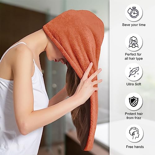 Image of Sassoon Venir Microfiber Hair Wrap Towel for Women (Rust Color, Free Size) with Smooth Texture Super Absorbent Quick Dry Hair Turban for Drying Hair