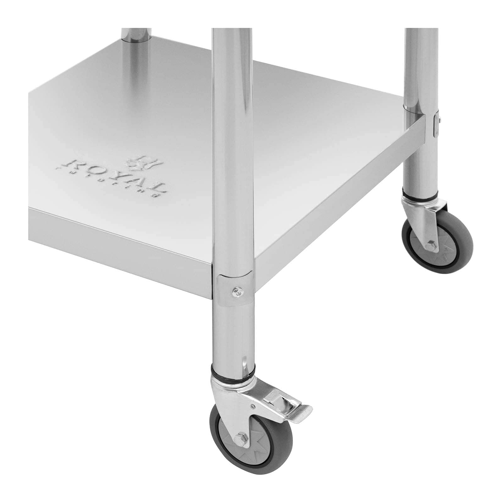 Royal Catering RCAT-60/60-WS Edelstahltisch Mit Rollen Und Aufkantung 60 X 60 Cm 120 Kg Tragkraft Arbeitstisch
