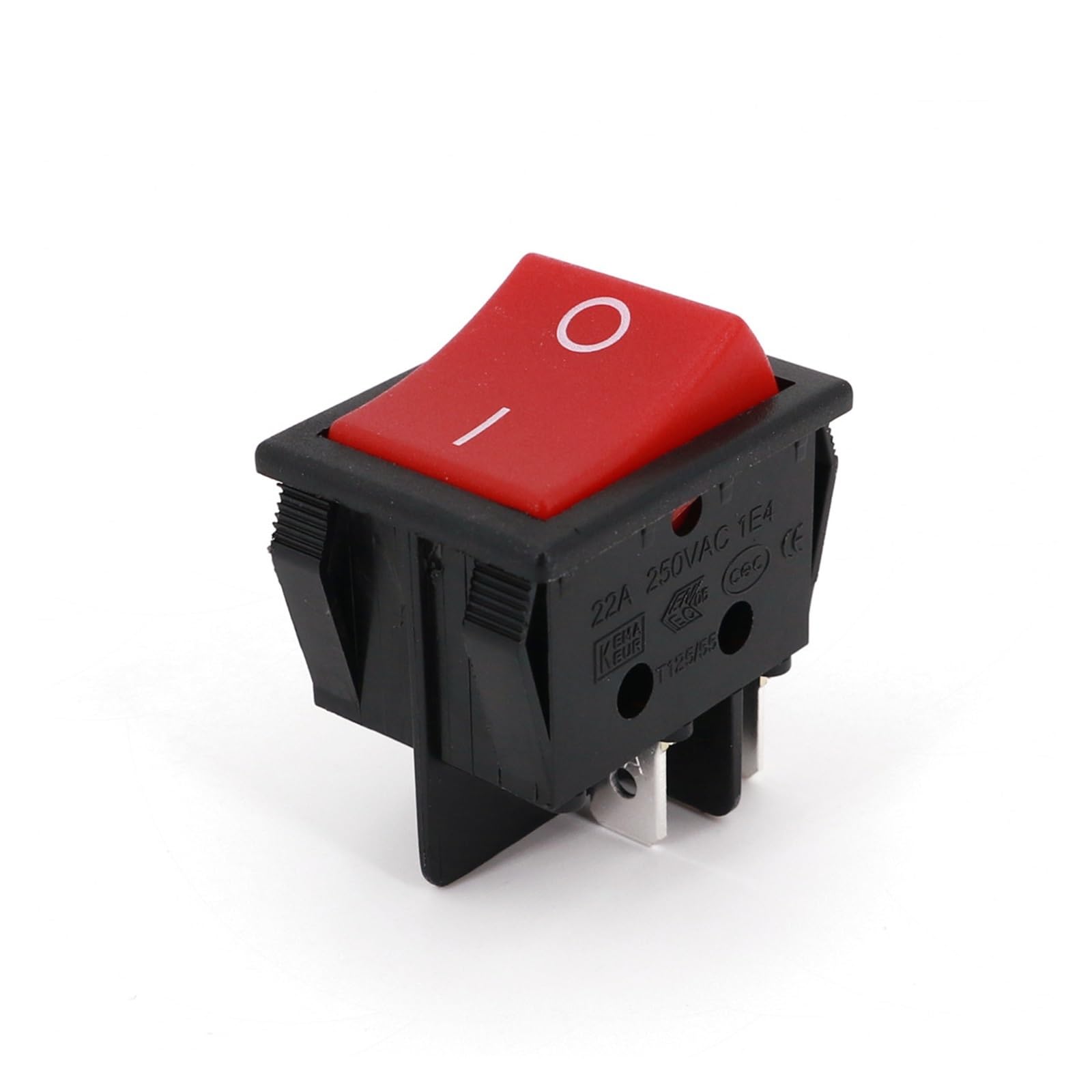 5 Stück R-Serie 32 x 25 mm (ohne Licht), 4-poliger ON-OFF-Hochstrom-20-A-DPST-Wippschalter(5Pcs Red)
