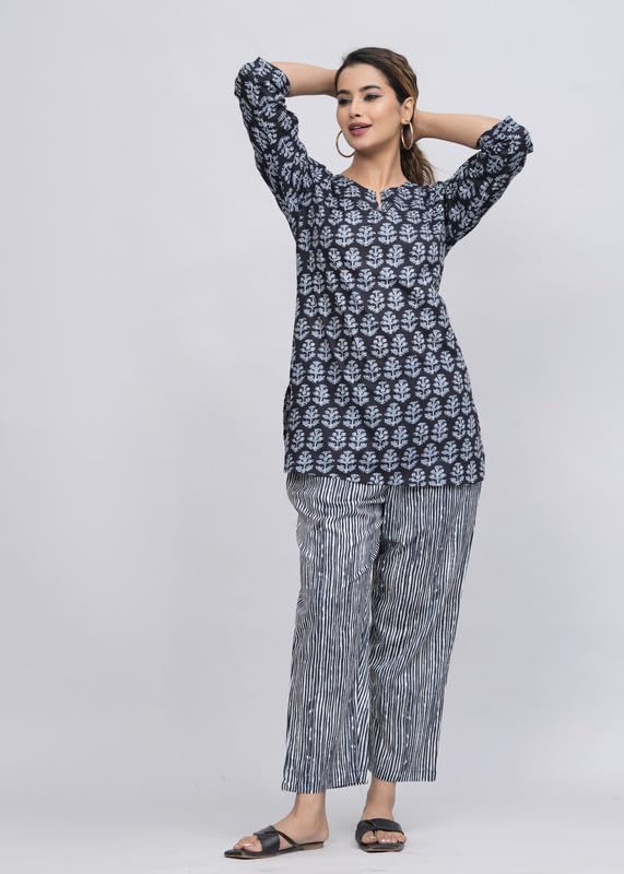 Image of 100% Cotton Printed Night Suit for Women's Shirt and Pyjama Sleep wear Set for Womens and Girls