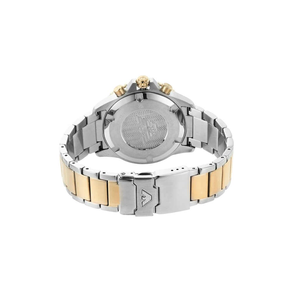 Emporio Armani Armbanduhr für Herren, Quarz-Chronograph-Uhrwerk mit 3 Unterzifferblättern und 43 mm Gehäusegröße mit Edelstahlarmband