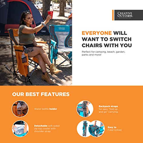 Creative Outdoor Collapsible Folding Rocking Director Chair | Folding Chair For Camping Picnic Beach Patio (Orange/Gray) #TOP6