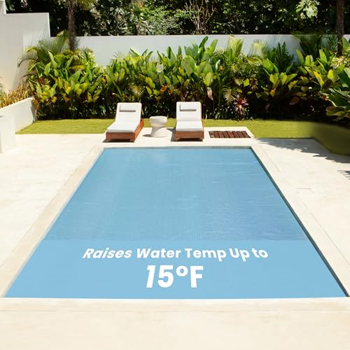 Sun2Solar Solar Pool Cover 16 Mil | 18 x 36 Ft Clear Solar Blanket | Rectangle Swimming Pool Cover | Water Conservation & Debris Protection
