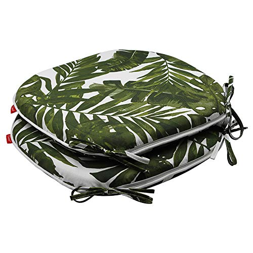 Infblue Outdoor Indoor Seat Cushions 16X17 Inch, All Weather Patio Chair Pads U-Shape (Set Of 2, Green Leaves) #TOP1