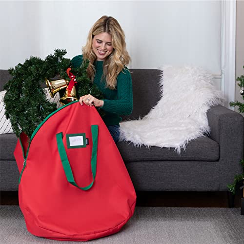 Christmas-Wreath-Storage-Bag-2-Pack-Durable-Tarp-Material-Zippered-Reinforced-Handle-and-Easy-to-Slip-The-Wreath-in-and-Out-Protect-Your-Holiday-Wreath-from-Dust-Insects-and-Moisture-RED