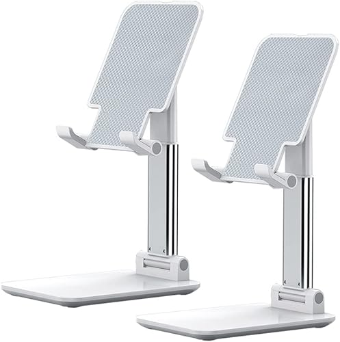 2 soportes para teléfono celular MT-6, ángulo y altura ajustables, almohadilla de silicona antideslizante, plegable y portátil, compatible con