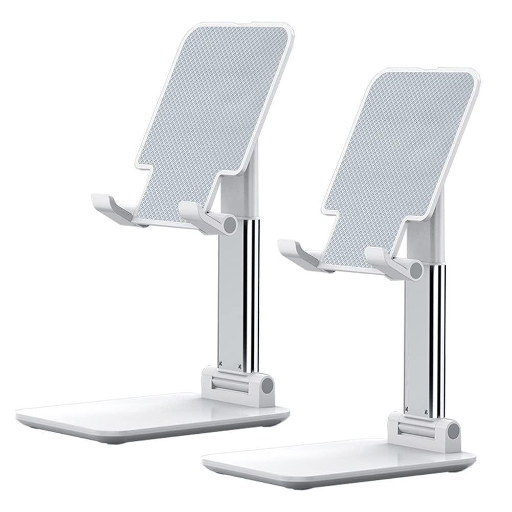OGMAPLE 2 Pcs MT-6 Cell Phone Holder, Adjustable Angle and Height, Anti-Slip Silicone Pad, Foldable and Portable, Compatible with 4-8 Inch Devices