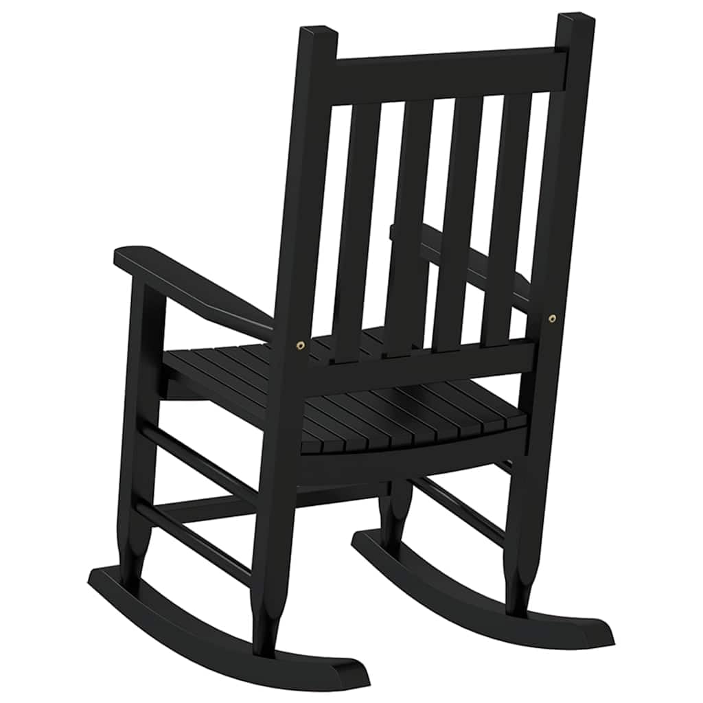 Fotel bujany dla dzieci, zestaw 2 sztuk, czarne, z litego drewna topoli, wygodne krzesła bujane do pokoju dziecięcego i ogrodu, ergonomicznie wyściełane, trwałe, łatwe do czyszczenia