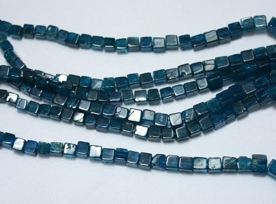Perles d'apatite de style bohème chic, cubes bleu néon LKBEADS de 3.5mm pour sublimer vos looks d'été