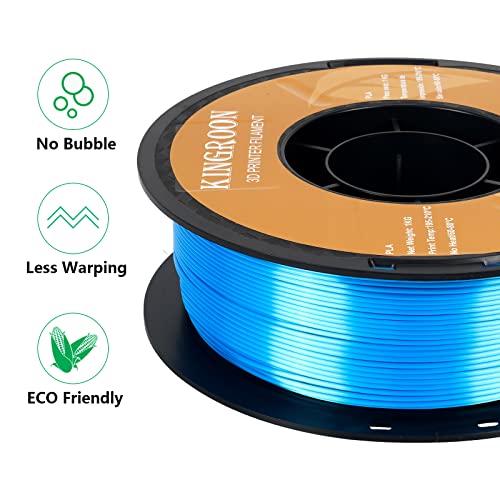 Image of Kingroon Silk PLA 3D Printer Filament, Dimensional Accuracy + /- 0.03 mm, 1 kg Spool(2.2lbs), PLA Shiny Filament 1.75 mm (Blue)