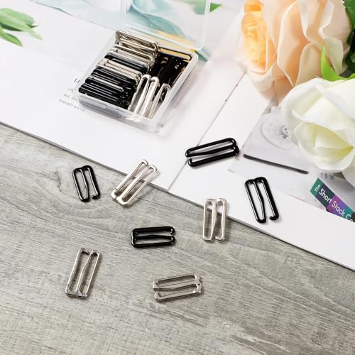 40PCS Swimsuit Bra Hooks Bra Strap Hook Replacement Bra Strap Slide Hook Metal for Swimsuit and Lingerie Adjustment Slides,2 Sizes Sewing Hooks Bra Clasp,Bra Strap Clips for Back,Dress Strap Shortener3