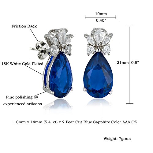 RIZILIA Teardrop Stud Pierced Earrings with Pear Cut CZ [5 Colors available] in White Gold Plated, Simple Modern Elegant2