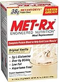 MET-Rx Original Whey Protein Powder, Great for Meal Replacement Shakes, Low Carb, Gluten Free, Original Vanilla, 2.54 oz. Packets, 18 Count