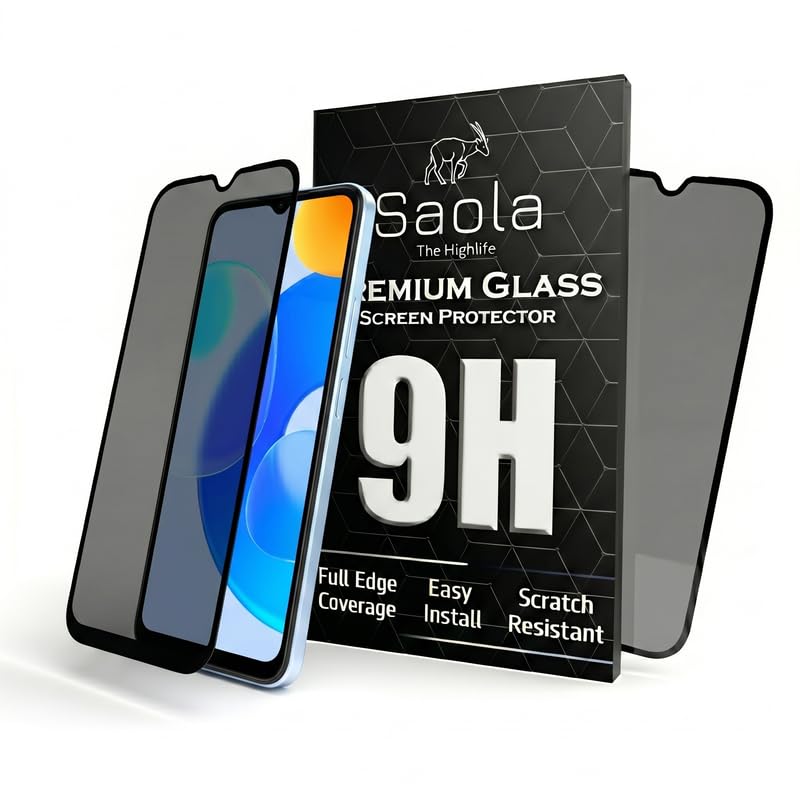 Image of Saola Ultra Privacy Tempered Glass For Tecno POP 6 Pro (PACK OF 1) with Free Installation Kit. Full screen Coverage. Free Replacement If Received Damaged - 6.56 inch