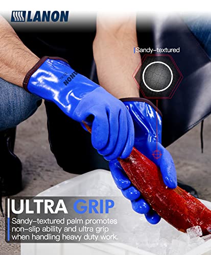 Lanon Pvc Coated Cold Proof Heavy Duty Gloves, Waterproof Warm Work Gloves For Freezer Work, Oil Resistant, Non-Slip, Xl #TOP4