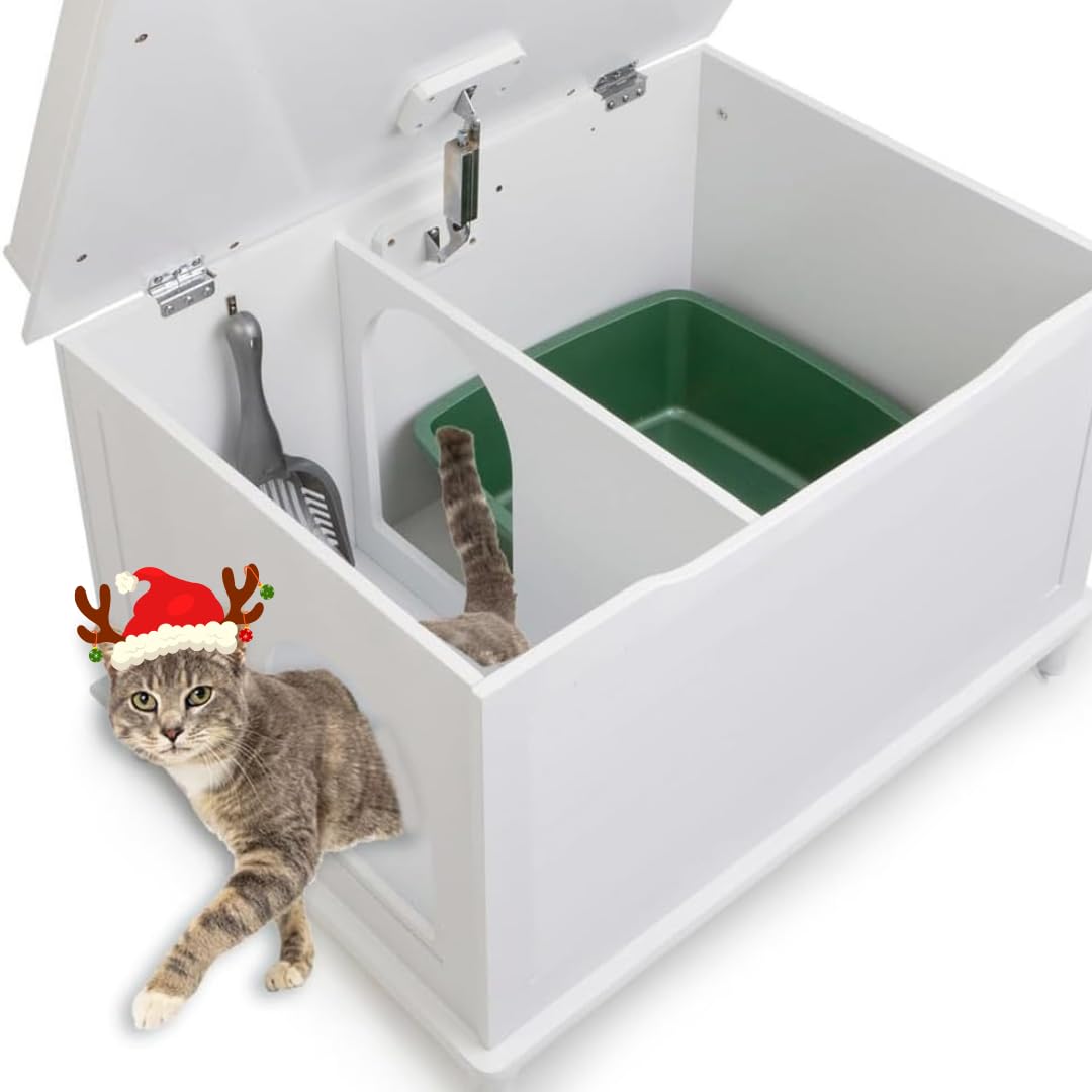 Designer Catbox Cat Litter Box Enclosure, Hidden, Dog-Proof Pet Furniture with Cover, Elegant, Covered, Odor Contained for Large Cats, Cat Litter Box