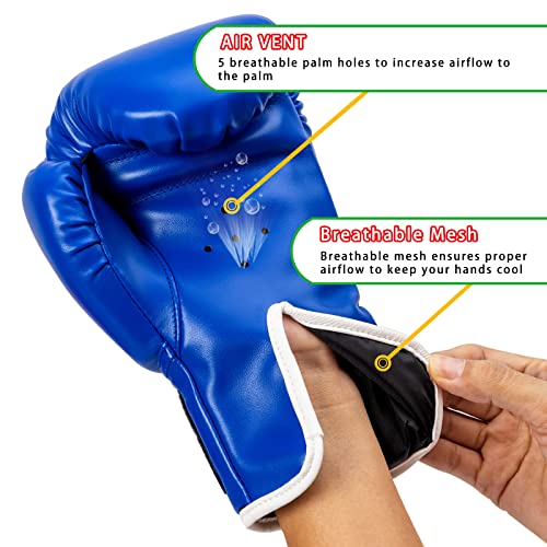 Pikzh Kids Boxing Gloves,Boxing Gloves For Kids 5-13 Years Boys Girls Boxing Training Gloves For Punching Bag Kickboxing Muay Thai Blue #TOP2