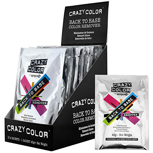Crazy Color Back to Base Hair Color Remover 1 DISPLAY Gentle Hair Dye Remover with Kaolin Clay for All Artificial Hair Colors and Semi-Permanent Shades 30-Minute Easy Hair Dye Removal Powder, 45 Grams