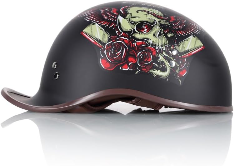 Miniatura 5 de Casco de motocicleta de cara abierta, gorra de béisbol retro, medios cascos para mujeres y hombres, para scooter, ciclomotor, gorra Street Cruiser