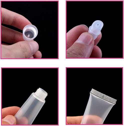 Miniatura 2 de BlingKingdom 6 tubos de brillo de labios de 0.3 fl oz, transparentes, suaves, vacíos, contenedores de bálsamo labial, mini tubos cosméticos