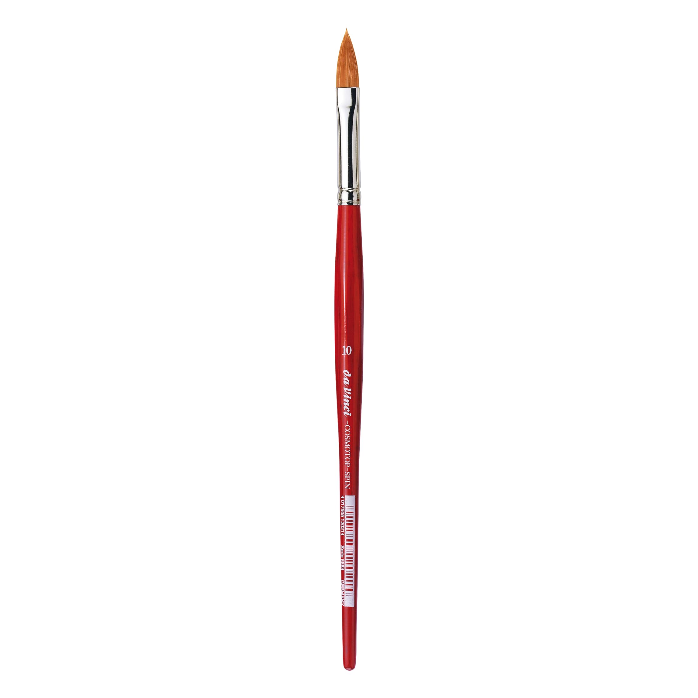 da Vinci Watercolor Series 5584 CosmoTop Spin Paint Brush, Pointed Oval Synthetic with Red Handle, Size 10 (5584-10)
