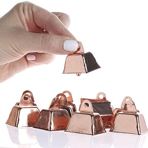 6 Copper Plated Cow Bells - 1-1/4 Inch Rectangular Bells For Crafts, Pets, Or Decor - View #5