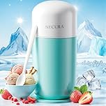 Secura Mini Ice Cream Maker for Gelato, Sorbet, Frozen Yogurt, 0.4QT Automatic Electronic Gelato Maker with Mixing Spoon & Recipe Book, Quick Homemade & Great Gift,Aqua