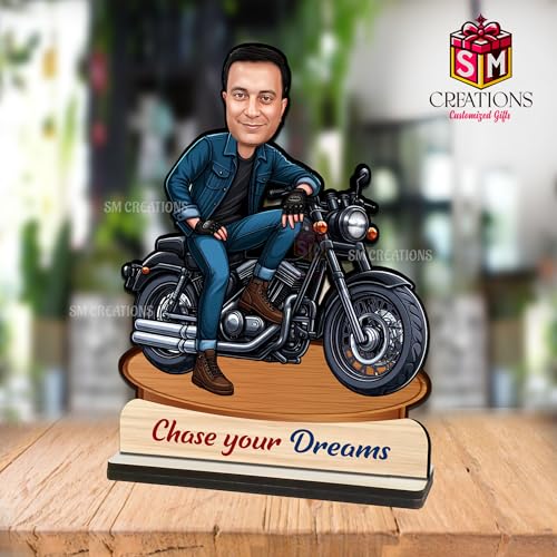 Image of Customized Brother Caricature On Bike Best Gift for Brother & Friends (8x6 Inch)