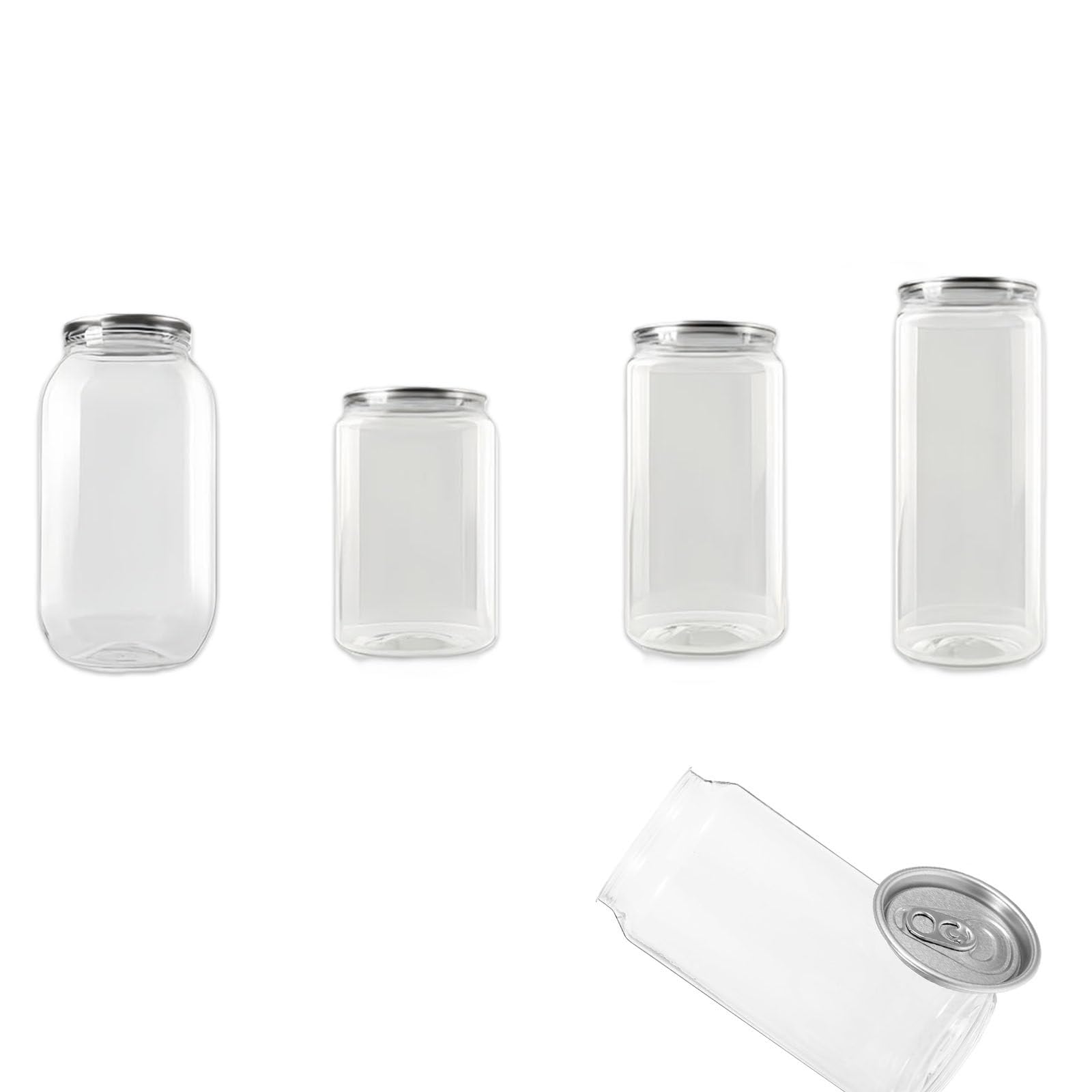 Przezroczyste Plastikowe Puszki Z Pokrywkami, Pojemniki Na Napoje Na Imprezę, Słoiki Na Soki, Szczelne Puszki Na Napoje Gazowane, Mleko, Herbatę, Kawę 500ml(100sets)