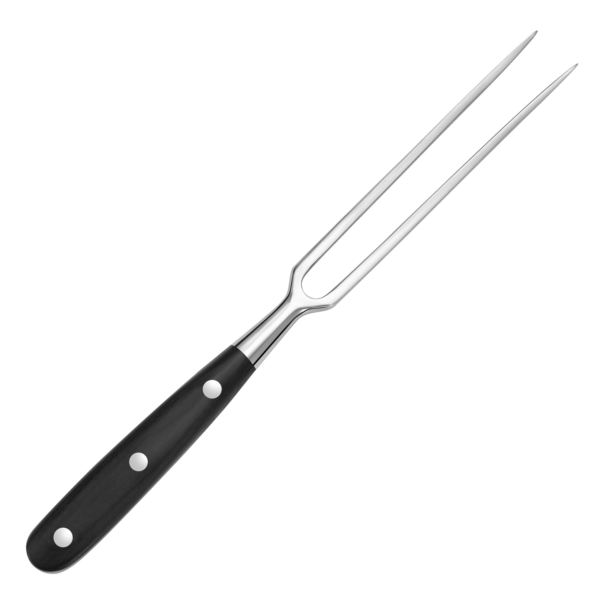 Grande fourchette à viande avec poignée en bois, 30 cm en acier inoxydable à deux dents pour la cuisson de la viande, kitcen, barbecue, poulet, dinde, bœuf, noir