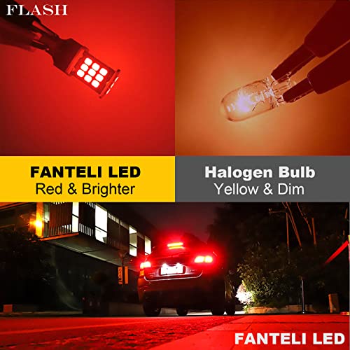 Fanteli 1157 Led Bulb Flashing Brake Lights, 300% Brighter 2057 2357 7528 Bay15D Plug And Play Strobe Blinking Led Stop Tail Lights, Brilliant Red #TOP2