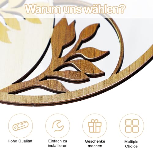 WATUNID 6 Stück Holz Boho Wanddeko, Runde Minimalistisch Wand Deko – Bild 4