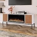 Modern Ember Emory 72-in Smart Electric Fireplace TV Stand | 42” Firebox Heater | Multi-Flame Colors | Remote Control, Alexa/WiFi Enabled | Fits TVs up to 80” | White with Fluted Details