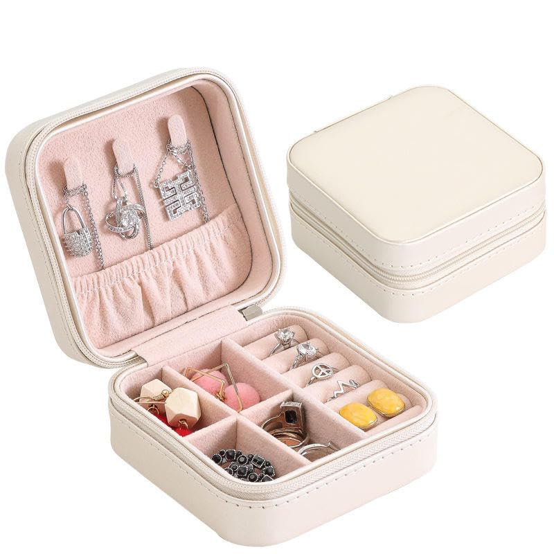 Image of PRIMIT Personalized Jewelry Box with Name & Birth Flower - Custom Travel Jewelry Organizer Case - Bridesmaid, Birthday, Christmas Gift for Women & Girls (White Box)