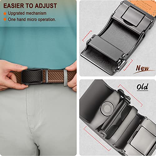 Image of KEMISANT Men Belt 2 Pack, Leather Ratchet Belt Easy Click Slide For Men 1 3 /8 inch,Cut for Fit
