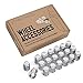 20pcs Silver Bulge Lug Nuts - Metric 12x1.5 Threads - Ball Radius Seat - for many Honda Acura vehicles - Closed End - 1.4 inch Length - Installs with 19mm or 3/4 inch Hex Socket