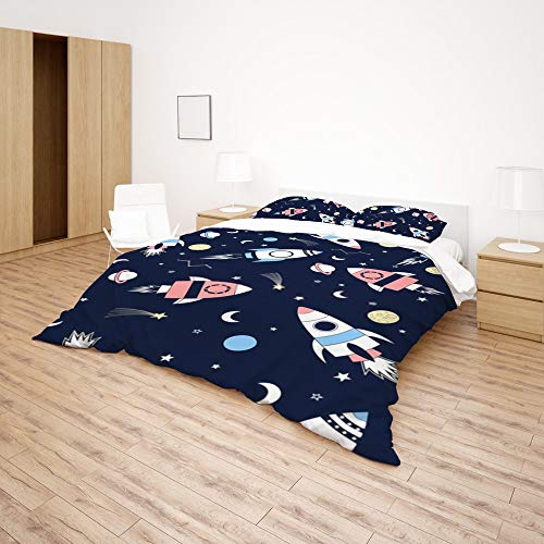 Housse de couette 100% polyester infroissable motif fusée