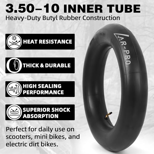 Image of AR-PRO (2-Pack) 3.50-10 Inner Tube with TR87 Angled Valve Stem, Replacement Heavy-Duty Inner Tube for Dirt Bike Scooter Moped ATV, Made from Durable Butyl Rubber