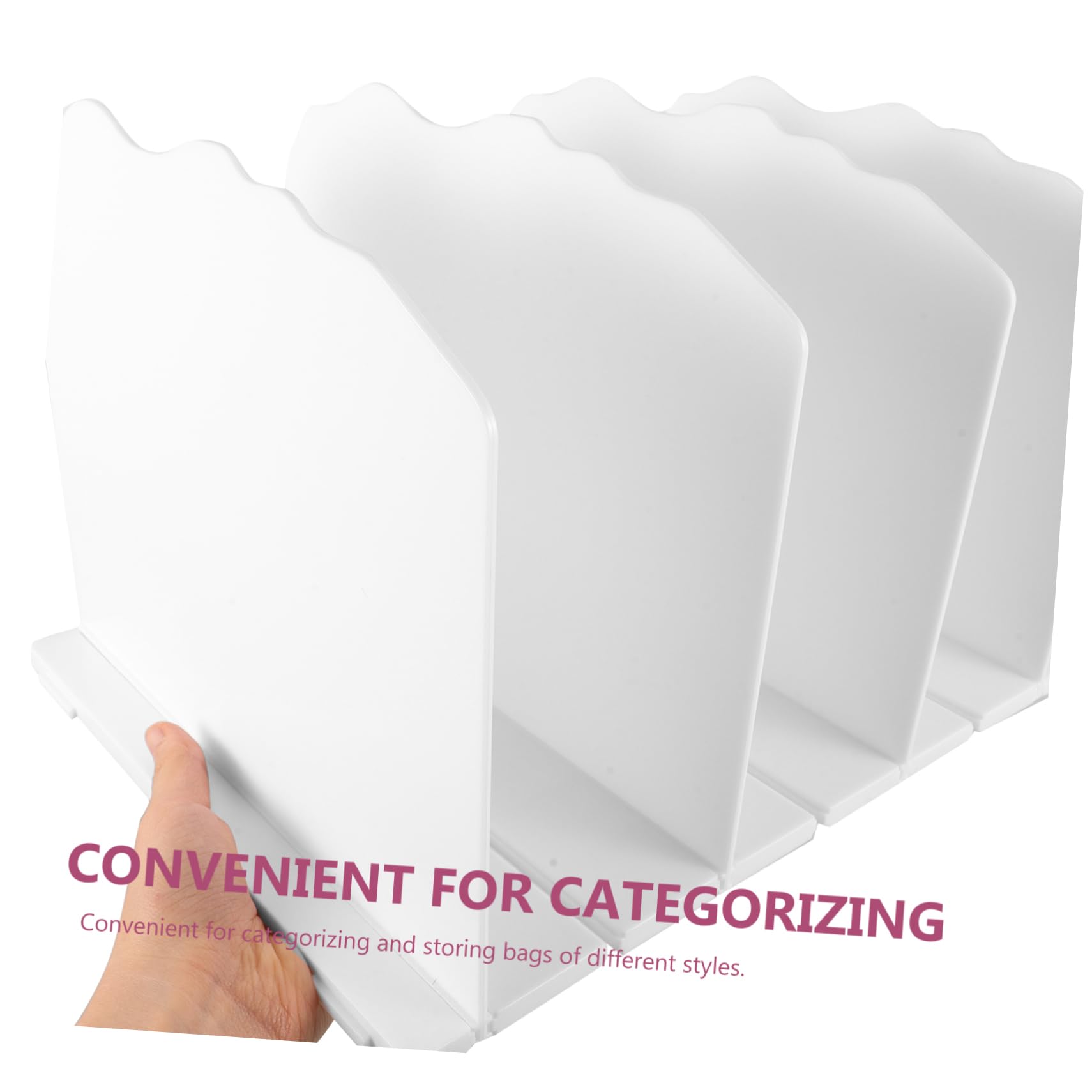 OUNONA Estante Organizador De Bolsos Estantería De Escritorio White Clasificador para Bolsa De Obsequio Separador De Armario Organizador para Bolsa De Compras para Cuarto De Baño o Sala